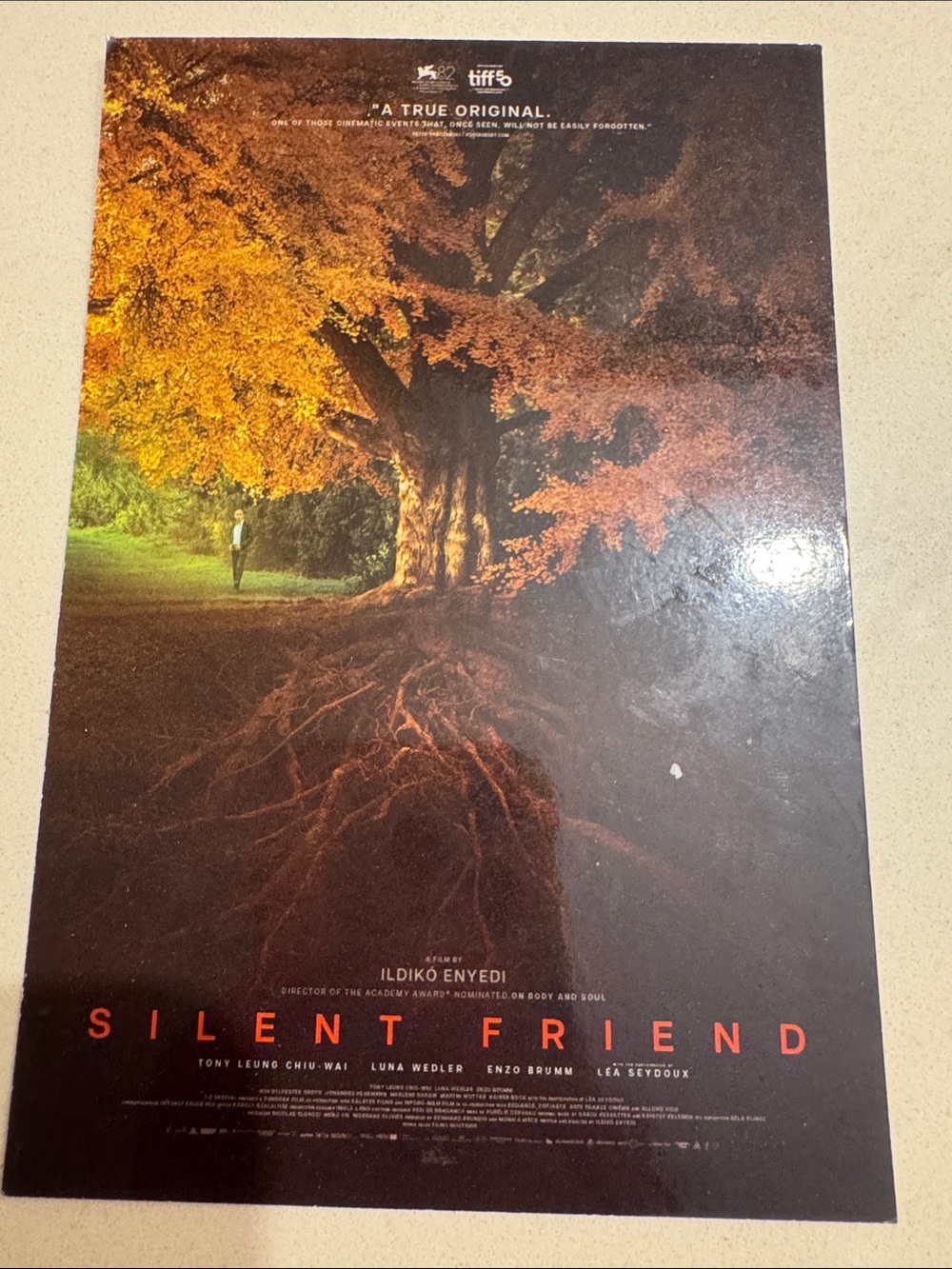 Silent Friend Poster - Autumn Tree Art Print (Orange, Brown)